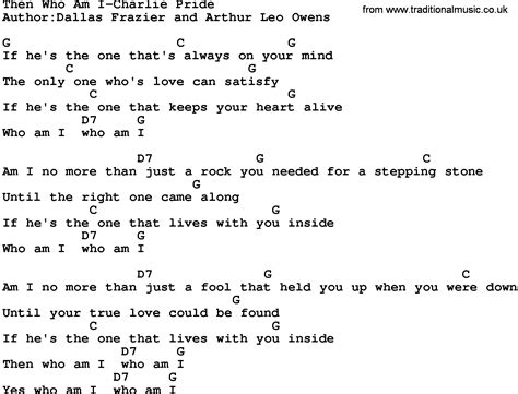 Country Music:Then Who Am I-Charlie Pride Lyrics and Chords