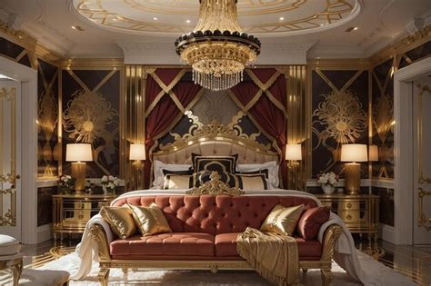 Premium AI Image | Art Deco Glamour Opulent Bedroom Design