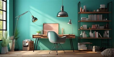 Premium AI Image | Study desk room interior design earthy color style by generative AI tools