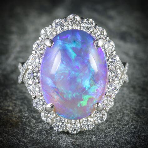 Black Opal Ring Platinum 16ct Black Opal – Antique Jewellery Online