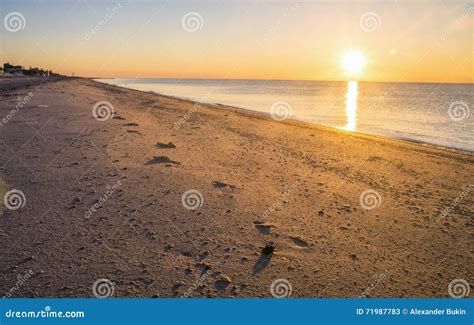 Footprints in the Sand, Sunset at the Seaside Stock Image - Image of natural, outdoor: 71987783