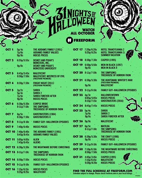 FREEFORM'S 31 Nights of Halloween 2021 Schedule - Classy Mommy