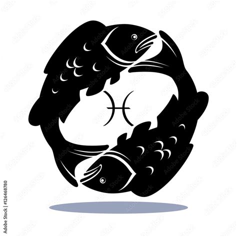 Sign Pisces Zodiac Horoscope, Illustration, Silhouettes of two Fish ...