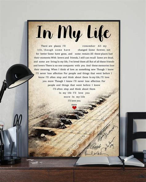 The Beatles In My Life Lyrics Poster Music Song Poster | Etsy