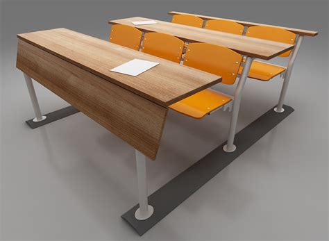 Universities student desk 3D model - TurboSquid 1203932