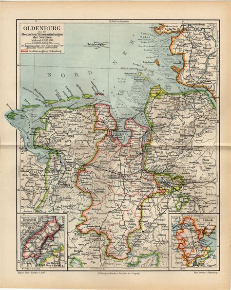 OLDENBURG GERMANY MAP Antique map from 1896 | Etsy