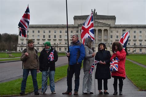 Anti-Irish language protests outside Stormont as talks to restore devolution are back underway ...