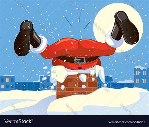 Funny santa claus stuck in the chimney cartoon Vector Image