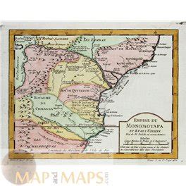 Zimbabwe antique map Africa, Mutapa Empire, Belin 1750 | MAPandMAPs