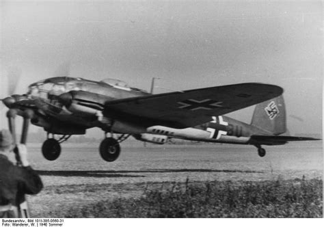 [Photo] German He 111 bomber of Kampfgeschwader 1 taking off, France, summer 1940 | World War II ...