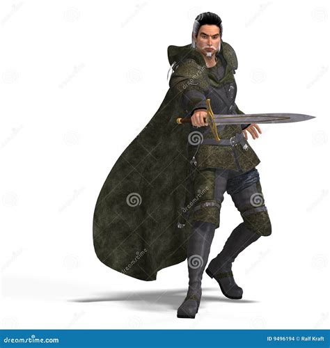 Fantasy Rogue with Sword stock illustration. Illustration of assail ...