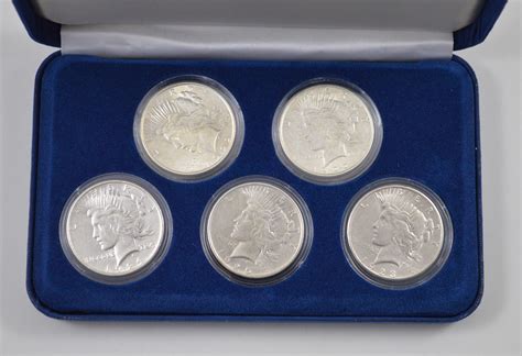 SILVER Coin Set The Morgan Mint 5 Peace Dollars Historic US Collection - Includes SILVER ...