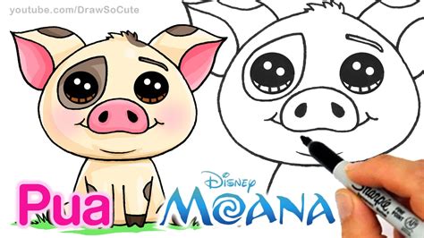 How to Draw Moana Pua Pig step by step Cute and Easy - Disney Movie ...