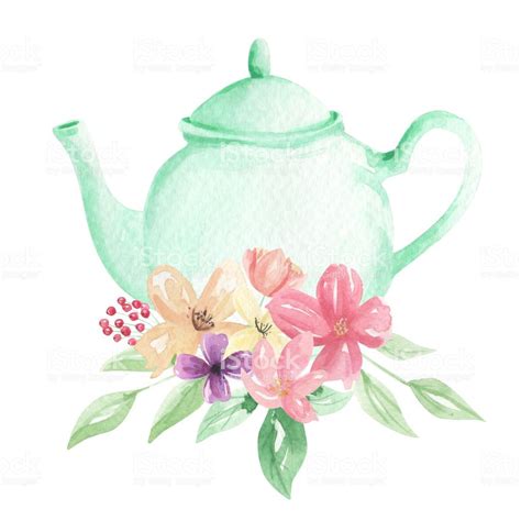 Hand Painted Watercolor Flowers Teapot Painted Florals Tea Pretty ...