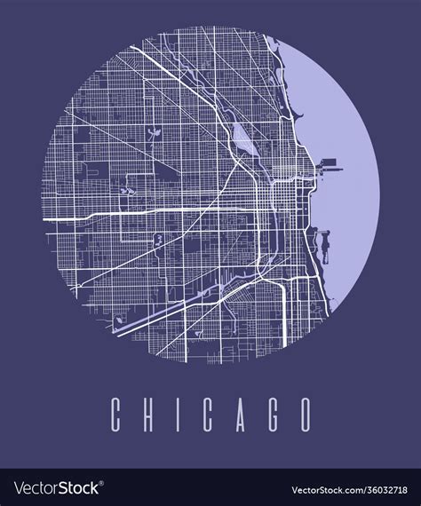 Chicago map poster decorative design street map Vector Image