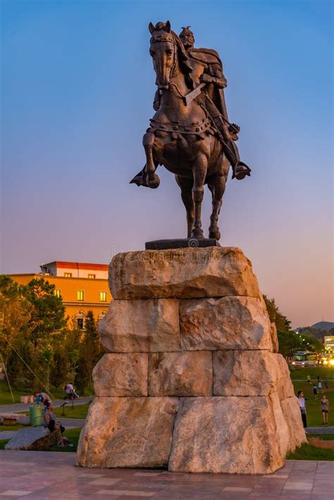 Gjergj Kastriot Skenderbeu Statue In The Albanian Part Of Skopje. Skenderbeg Is Major Medieval ...