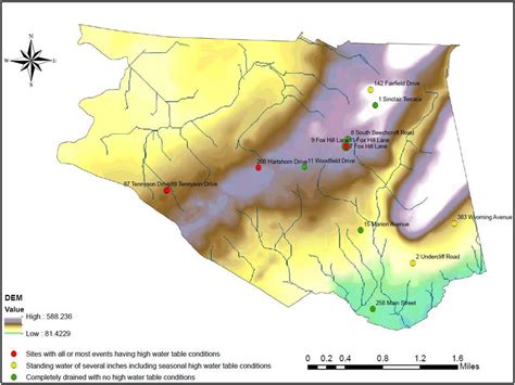 Township map showing locations having varying standing water conditions... | Download Scientific ...