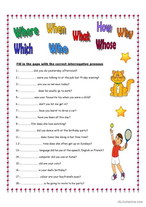 INTERROGATIVE PRONOUNS: English ESL worksheets pdf & doc