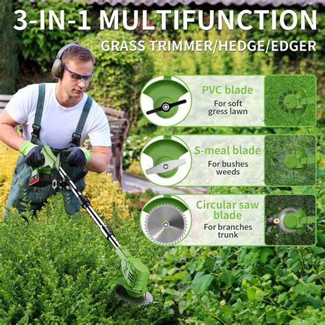 Stringless Weed Wacker,Weed Wacker Battery Operated with 3 Types Blades Grass Trimmer Cordless ...