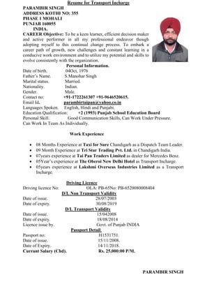 Parambir Singh Resume | PDF | Free Download