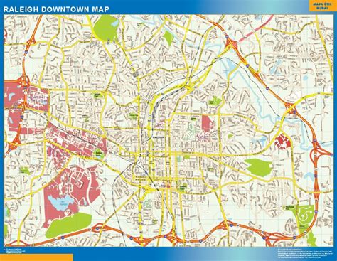 Raleigh downtown wall map | Wall maps of countries of the World