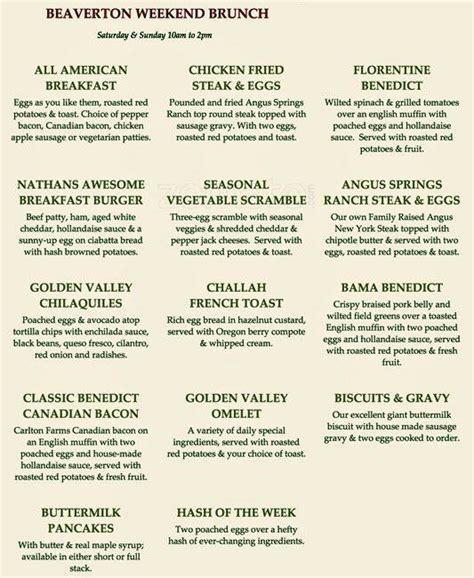 Golden Valley Restaurant & Brewery Menu - Urbanspoon/Zomato