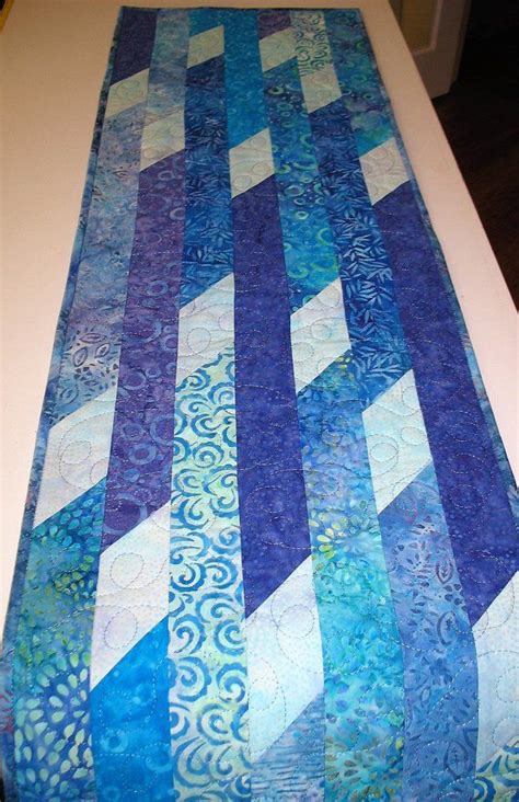 Batik Table Runner, Blue, Purple, Batiks, quilted, handmade, center ...