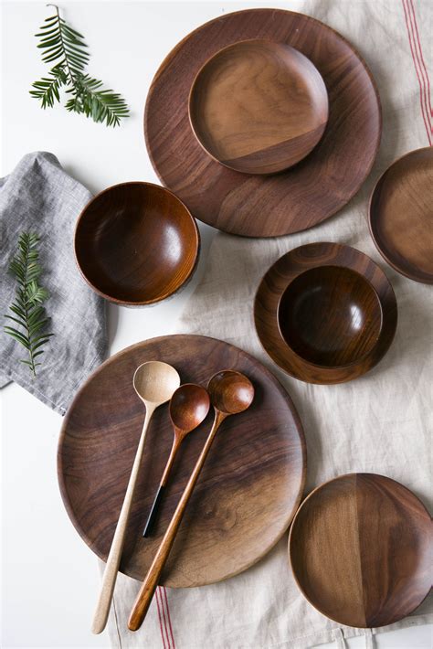 wooden dinner sets | Wooden tableware, Wood dishes, Kitchen utensil decor