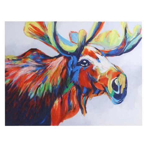 48 Acrylic Contemporary Moose Hand Painted In High Gloss Stretched ...