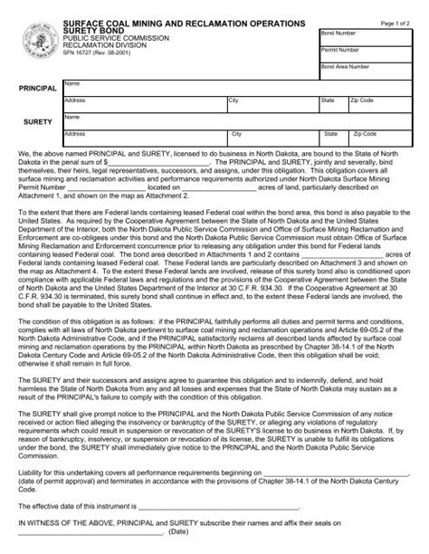 Surface Coal Mining and Reclamation Operations Surety Bond