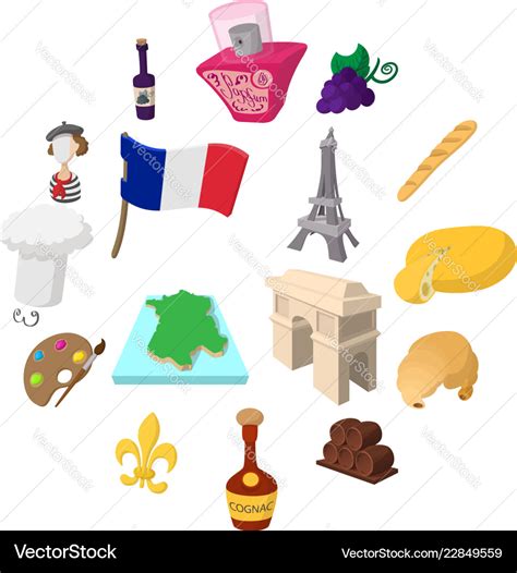 France cartoon icons Royalty Free Vector Image