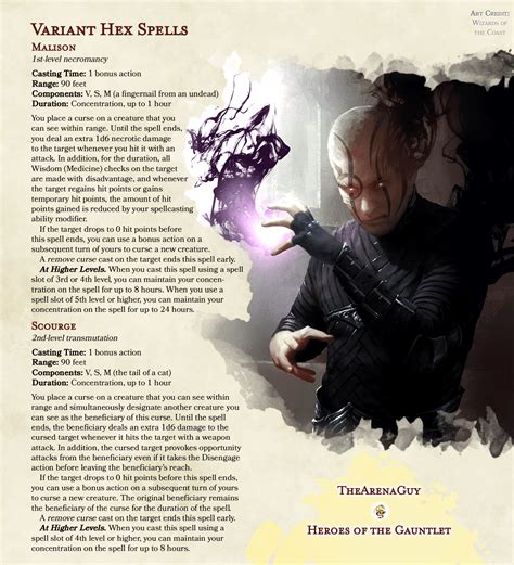 Variant Hex Spells | Two alternatives to customize your Warlock's curses : r/UnearthedArcana