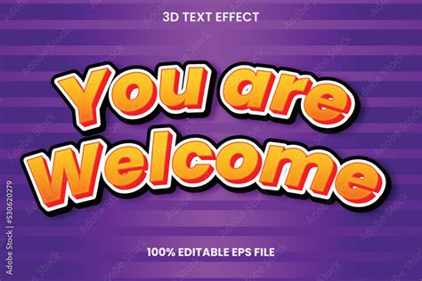 3D Welcome Text Effect Design Template Stock Vector | Adobe Stock