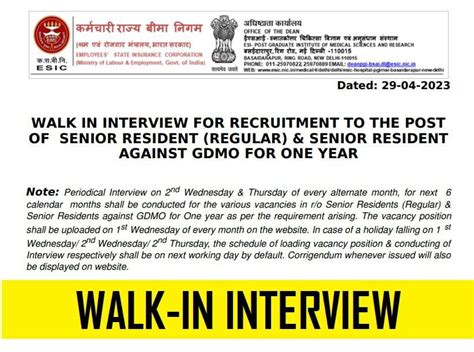 ESIC Recruitment 2023: Apply For 98 Senior Resident Posts | Freshers ...