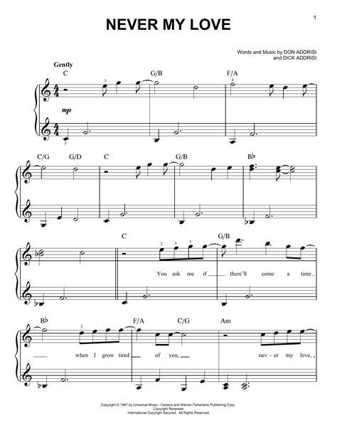 Never My Love | Sheet Music Direct