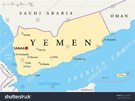 Yemen Political Map Capital Sanaa National Vector de stoc (royalty free ...