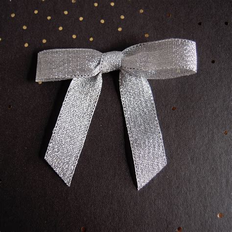 Metallic Silver Pretied Bow (4 sizes) - Packaging Decor