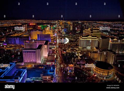 Las Vegas Nevada Night aerial view Stock Photo - Alamy