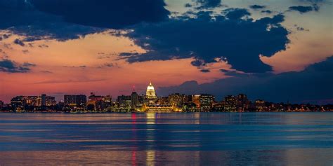 Madison, WI Skyline at dusk | Wisconsin travel, Skyline, Madison