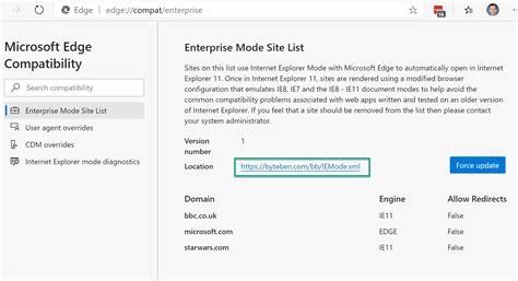 Enable IE Mode and use a Site List in Edge Chromium with Microsoft Endpoint Manager