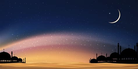 Ramadan card with Mosques dome,Crescent moon on blue sky background,Vertical banner Ramadan ...