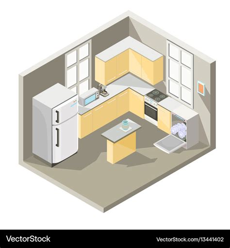 Isometric design of a kitchen Royalty Free Vector Image