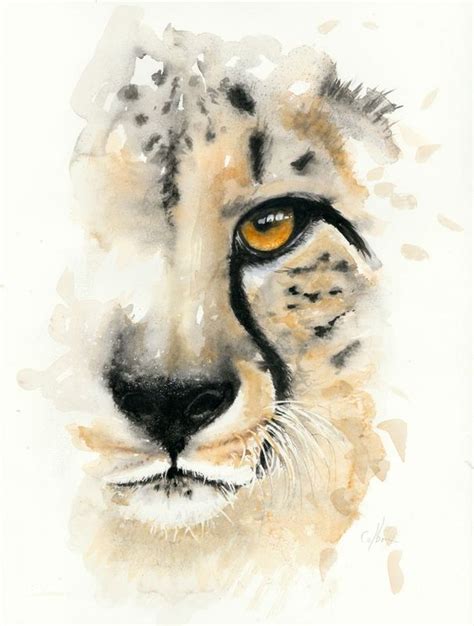 'Cheetah in the Mist' (2018) Watercolour by Nicola Colbran | Watercolor animals, Watercolor ...