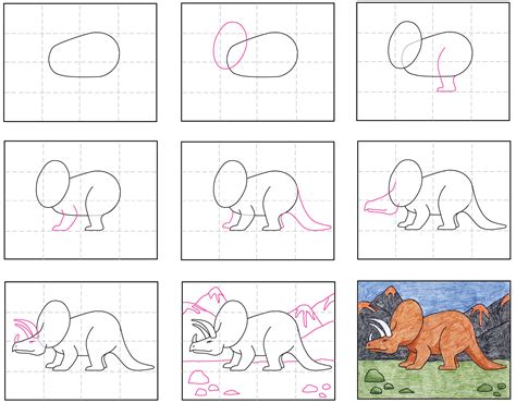 Easy How to Draw a Triceratops Tutorial and Triceratops Coloring Page