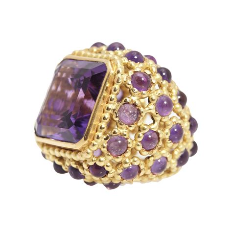 Chunky Amethyst & Gold Ring - Eleuteri