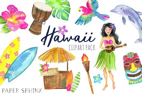 Acuarela Hawaii Clipart Isla Tropical Imágenes | Etsy