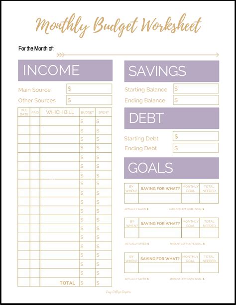 Free Printable Budget - Koran.sticken.co | Free Printable Budget ...