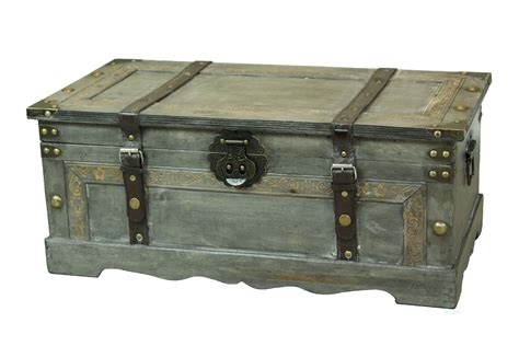 Rustic Gray Large Wooden Storage Trunk - Walmart.com