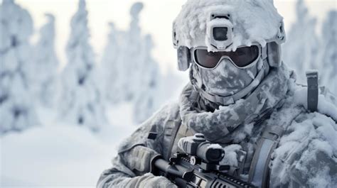 Premium AI Image | Soldier in Arctic Camouflage