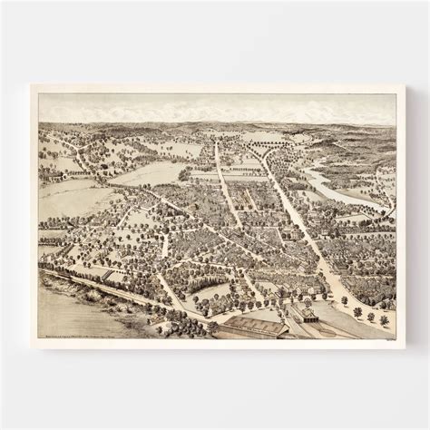 Vintage Map of Dedham, Massachusetts 1876 by Ted's Vintage Art